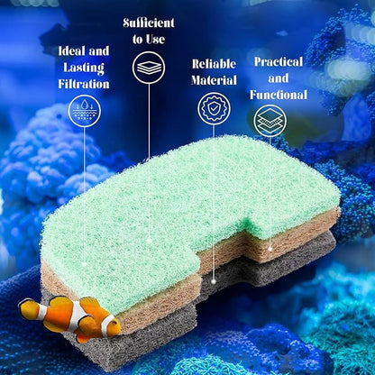 40 Pcs Aquarium Filters Set Compatible with 106/107 Replacement Filter Media Kit, Including Biological Sponge Foam, Ammonia/Phosphate/Nitrite Remover