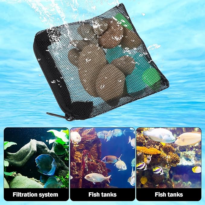 10 Pcs Aquarium Media Bags, 3.9" X 4" Filter Media Bag Small Media Bags for Aquarium Aquarium Filter Bags with Zipper Reusable Filter Bags for Fish Tank Activated Carbon