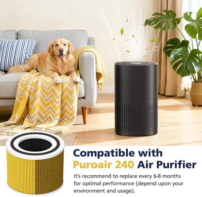 240 Filter Replacement Compatible with Puroair 240 Air Purifier, 3-in-1 Activated Carbon HP-14 Pet Care Filters, 2 Pack,Yellow