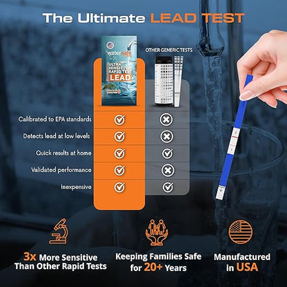 USA-Made – Watersafe® Lead in Drinking Water Test Kit – EPA-Compliant & Lab-Verified 8-Minute Detection Below 5 PPB – Easy & Accurate DIY Home Testing for Tap & Well Water - 1 Pack