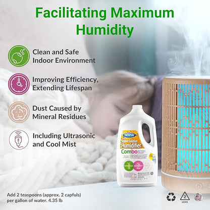 Bacteriostatic Humidifier Water Treatment– Extend Filter Life Eliminate Odors & Prevent Bacterial Growth – Compatible with All Cool Mist & Warm Mist Humidifiers – 64 oz Easy Pour Bottle (2 pack)