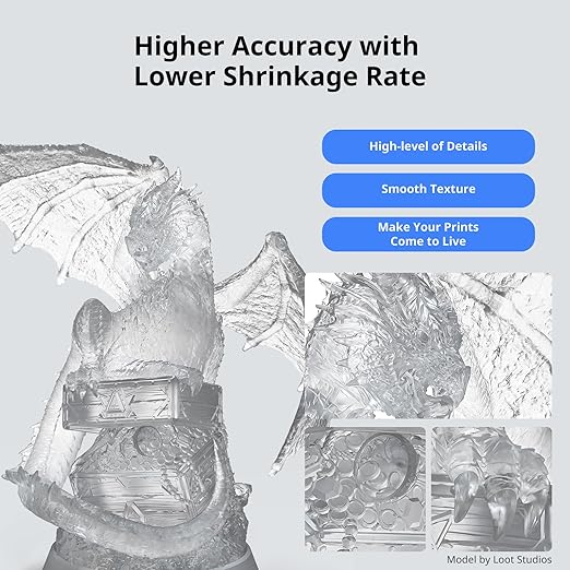 ANYCUBIC ABS-Like Resin 3.0, 3D Printer Resin with Enhanced Strength and Toughness, High Precision and Minimal Shrinkage, Wide Compatibility for All LCD Resin 3D Printers (Clear, 2kg)