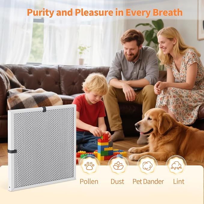 2-Pack 20x20x1 MERV 8 Reusable & Washable Electrostatic Air Filters - Long-Lasting Filter for HVAC, Furnace & Air Conditioner Units, Actual Size: 19-5/8” x 19-5/8” x 7/8”
