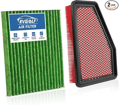 Engine+Cabin Air Filters Fit for Cherokee 2019-2023 L4 2.4L, Cherokee 2019-2023 V6 3.2L Engine Air Filter Replacement Cabin Air Filter Accessories# CF12307 68245310AA