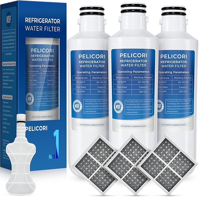 LRFS28XBS Water Filter, Compatible with LRFLC2706S, LRFOC2606S, LRFVC2406S, LRFWS2906D, LRFWS2906S, LRFWS2906V, LRFXC2416S, LRFXC2606S, LRFXS2503S, LRMDC2306S Water & Air Filter, 3 Pack