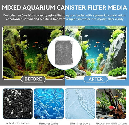 8 Oz Pro-C Mixed Aquarium Canister Filter Media Bag Compatible with Penn-Plax Cascade, Canister Filter Carbon Media for Remove Odors & Clear Water, Fish Tank Carbon Filter, 3 Pack (260g/bag)