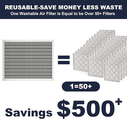 16x20x1 Reusable Air Filter, Electrostatic, Washable Lasts a Lifetime, Breathe Fresher Air in Home and Office HVAC AC Furnace Systems, Merv 8 (Actual Size: 15.5x19.75x0.82 Inch)