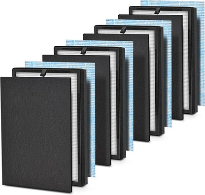 [4 Pieces] 8L HEPA Replacement Filter Set Compatible with Okaysou Airmax 8L Air Filters, 3-Stage Airmax 8L Filter,and Blue Ultra-Filter Carbon Pre-filter Air Cleaner for Home