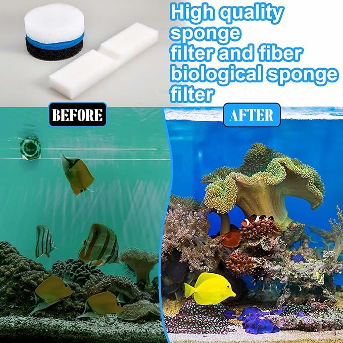 34 Pcs Aquarium Media Replacement Kit Compatible with Fluval Fx4 Fx5 Fx6, Quick Clear/Water Polishing Pads, Foam Pads, Carbon Sponge Filter, Activated Carbon, Silicone Lube, Mesh Bags
