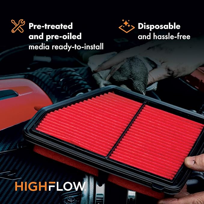 HIGHFLOW High Performance, Pre-Oiled Disposable Engine Air Filter PA99222X | Fits 2017-2025 Cadillac XT5, 2018-2024 Buick Enclave, 2019-2025 Chevrolet Blazer, 2020-2025 Cadillac XT6
