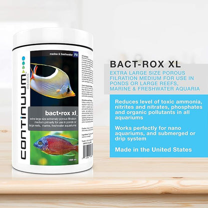 Continuum Aquatics "Bact-Rox XL", Extra Large Sized, High-Porosity Filtration Media for Aquariums, 500 ml