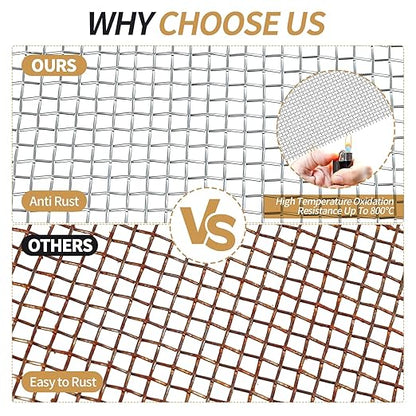 4 Pack 304 Wire Mesh Screen,11.8"X8.2" Heat-Resisting Metal Mesh, 20 Mesh Stainless Steel Mesh,Durable and Rustproof for Ventilation, Filtration, and Pest Filters