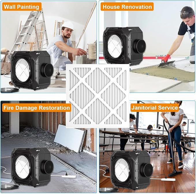 3-Stage Filtration Replacement Filters for M-T Air Scrubber, MERV-10 Pre-Filter, HEPA Filter & Carbon Filter Set (3 Pack) For Clean Air & Odor Control
