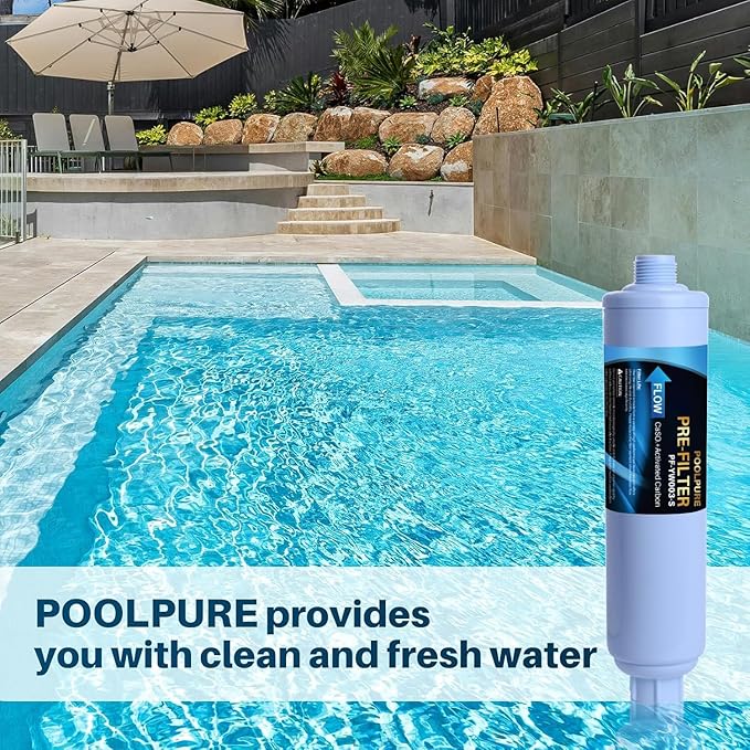 POOLPURE Garden Hose Water Filter for Filling Hot Tub, Pool, Spa, Reduces Chlorine, Heavy Metals, Odor, Pre Filter Ideal for Organic Gardening, Farming, Fits Any Standard 3/4" Garden Hose Thread