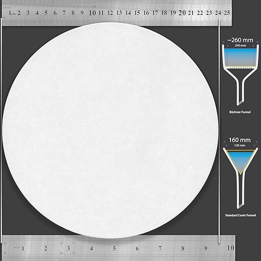 Filter Paper 24cm Lab Qualitative Filter Paper for Chemistry, Standard Qualitative Grade 1-Medium Flow 240mm(100 Discs)