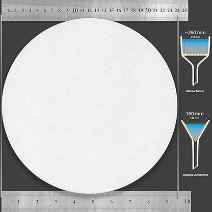 Filter Paper 24cm Lab Qualitative Filter Paper for Chemistry, Standard Qualitative Grade 1-Medium Flow 240mm(100 Discs)