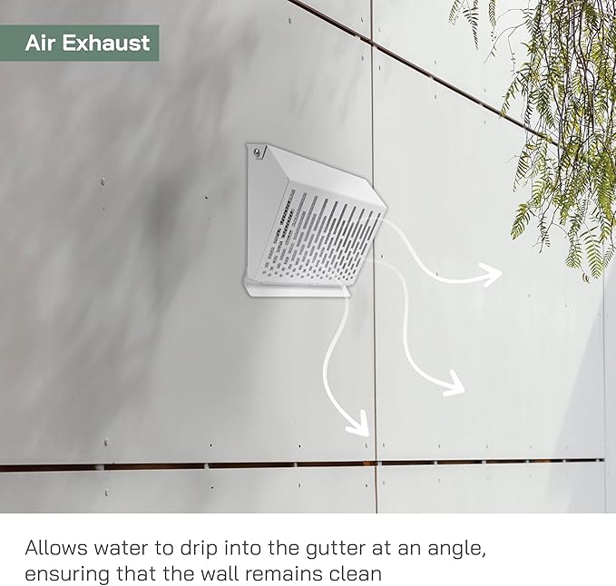 Vent Systems 4" Inch Exhaust Vent Cover with Rubber Gasket - White Galvanized Steel - Robust and Weatherproof Outdoor Air Exhaust Box - Duct or Surface Mounting - Rain and Snow Protection