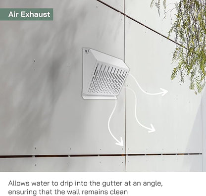Vent Systems 4" Inch Exhaust Vent Cover with Rubber Gasket - White Galvanized Steel - Robust and Weatherproof Outdoor Air Exhaust Box - Duct or Surface Mounting - Rain and Snow Protection