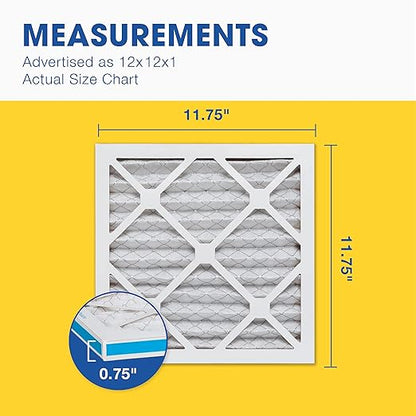 Aerostar 12x12x1 MERV 11 - 4 Count - Pleated Furnace & Air Conditioner Filters - Removes Dust Mites, Cold & Flu Germs, Lint, Mold, Pet Dander, Allergy-Causing Pollen, Smog & Smoke