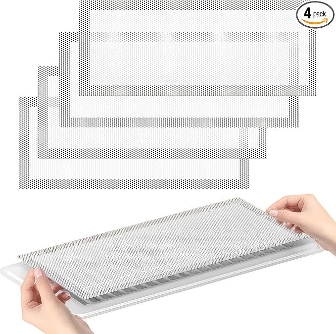 4 PCS White Magnetic Vent Covers- 4x10 Magnetic Air Vent Covers with Mesh Screen for Floor/Wall/Ceiling Registers-Easy to Install, Secure Fit, Durable Design-White