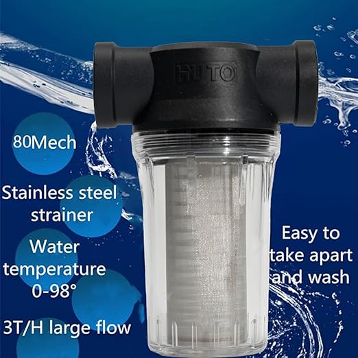 Water Pump Strainer Filter Inlet for High Pressure Washer, Sediment Filter Attachment, 80 Mesh Screen(3/4“ 80Mesh)