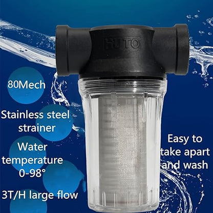 Water Pump Strainer Filter Inlet for High Pressure Washer, Sediment Filter Attachment, 80 Mesh Screen(3/4“ 80Mesh)