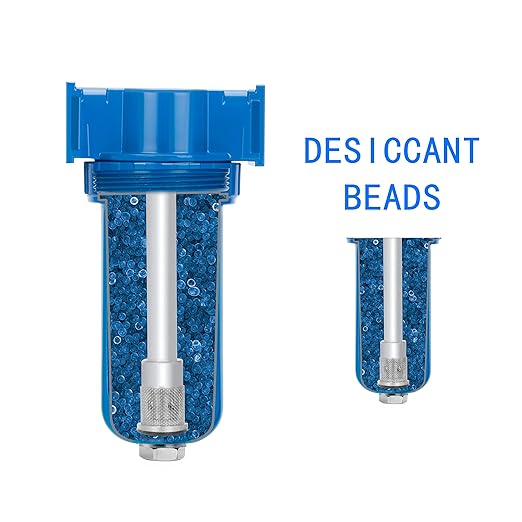 NANPU Zinc Alloy Desiccant Dryer, Compressed Air in Line Filter, Moisture Water Separator, Poly Bowl (1/4" NPT)