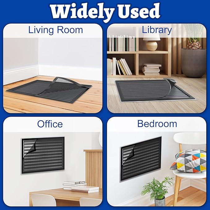Air Vent Filter Kit, 39"x55" Cut to Fit Micro Mesh Filter with Low Resistance, Easy Air Flow, Air Vent Filters with Adhesive Hook Tape for HVAC, Registers and Grilles, Black