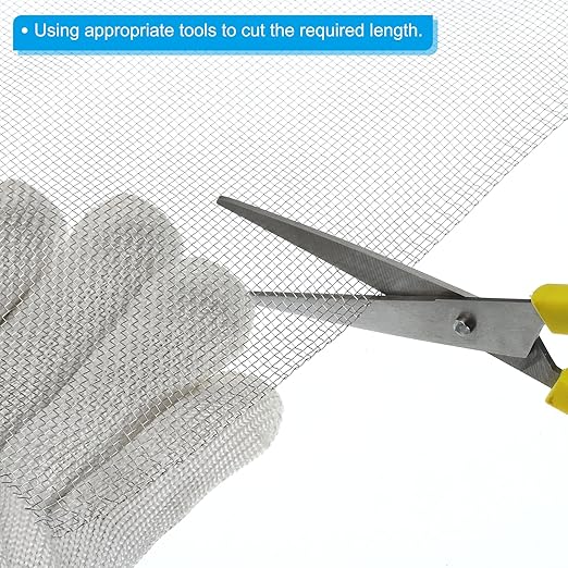 PATIKIL 40" L x 16" W Woven Wire Mesh, 14 Mesh 304 Stainless Steel Air Vent Filter Screen with Gloves for Window Security Vent Cover Filtration Animals Fence