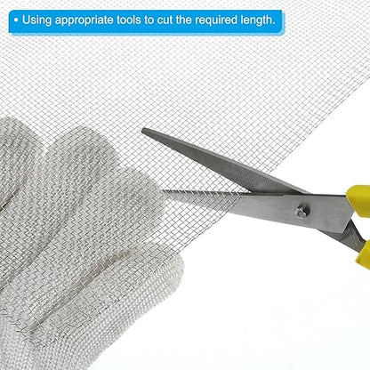 PATIKIL 40" L x 16" W Woven Wire Mesh, 14 Mesh 304 Stainless Steel Air Vent Filter Screen with Gloves for Window Security Vent Cover Filtration Animals Fence