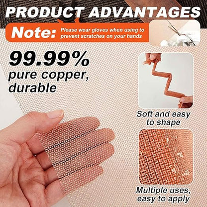 Zonon 99.999% Pure Copper Mesh Screen 36" x 25', 0.11in Wire Diameter, 16x16 Copper Mesh Roll, Strong and Durable, Conductive Metal for Lab Cages, to Keep Animals Out, Craft and Engraving