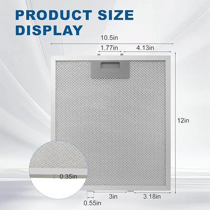 12" X 10.5" W10169961A Range Hood Filter Replacement by ENKTIK Fit for Whirlpool Stove vent filter for Kitchen Overhead Exhaust Fan Blocks Grease & Filters Oven Air (3-Pack)