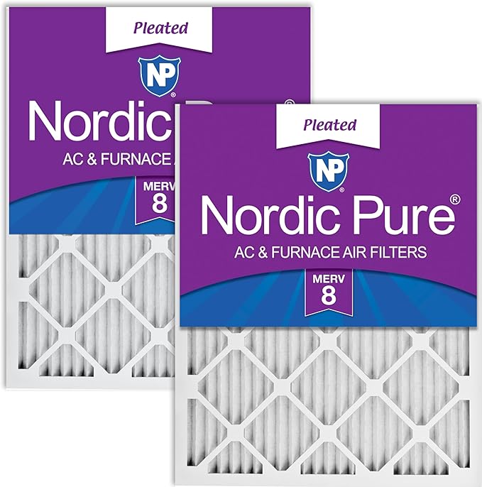 Nordic Pure 16x25x1 (Actual Size: 15 1/2 x 24 1/2 x 3/4) Pleated MERV 8 Air Filters 2 Pack