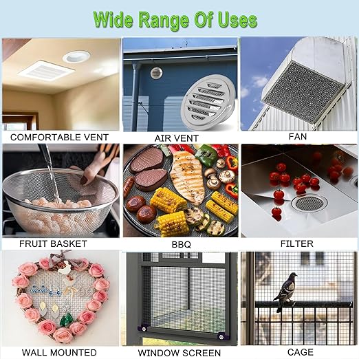 20mesh Stainless Steel Mesh Screen, 15.7"x78.7"(40x200cm) Metal Mesh Screen, 1mm Hole Woven Wire Mesh, No Rust and Easy to Cut for Air Vent, Window Screen, Cage, Filter Mesh DIY Projects