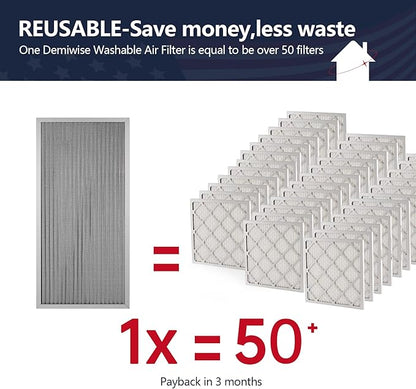 14x30x1 Electrostatic Air Filter, MERV 8 Reusable Aluminum AC/HVAC Furnace Filter, Lifetime Washable Permanent Air Filter, Easy to Clean, Increases Airflow(Actual Size:13.50x29.52x0.82)