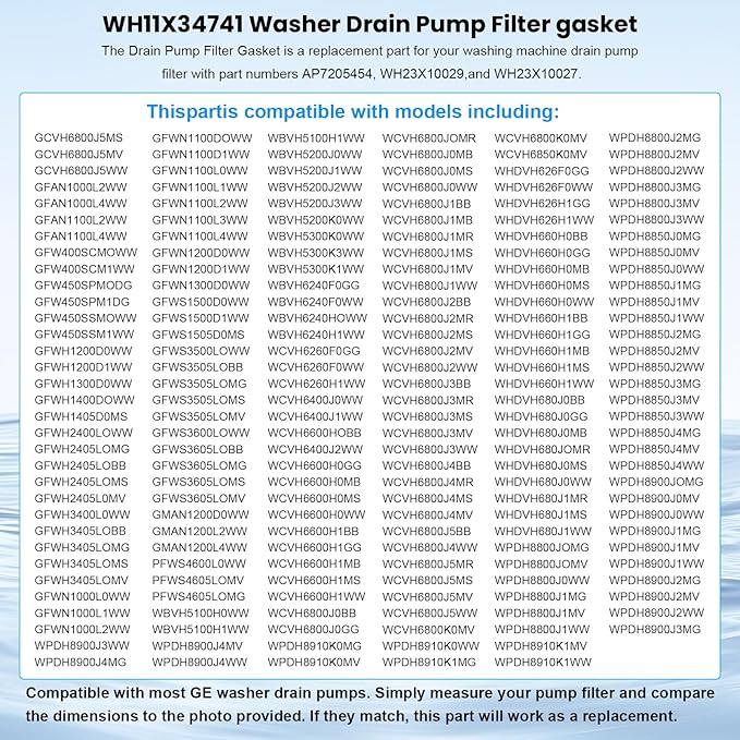 WH11X34741 Washer Drain Pump Filter gasket | WH11X29539 Drain Pump gasket Filter Plug Seal Ring