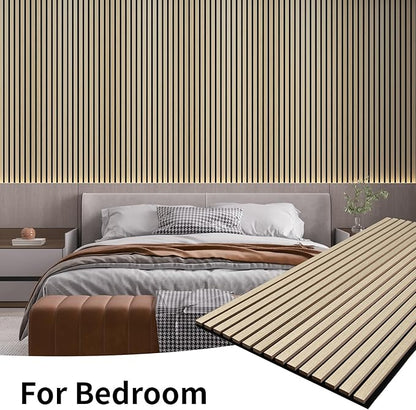 Wood Slat Wall Panel, 48'' x 24'' Wood Panels for Wall, 3D Soundproof Wall Panels, Large Acoustic Panels for Interior Ceiling and Wall Decor Noise Reduction, 2 Pack, Oak