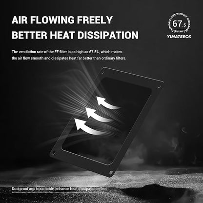 Dust Filter PC 90mm for Computer Cooler/PSU/Routers Nylon 80 Mesh, Magnetic Frame PC Fan Dust Mesh Cooler Filter Dustproof Computer Fan Grills (Nylon, 90 * 90mm, 2pcs, Black)