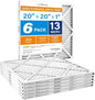 LotFancy 20x20x1 Air Filter MERV 13 6-Pack, Electrostatic Pleated HVAC Furnace Air Filter, Captures Pet Dander Smog Smoke, Actual Size: 19.75"x19.75"x0.75"