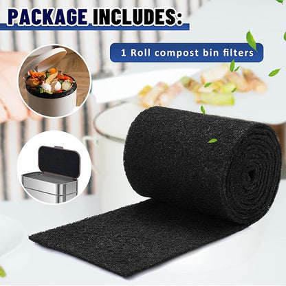 Square Compost Bin Charcoal Filters 78.7 x 5.5 Inch, Activated Carbon Filter Sheet Thickening Trimmable for Compost Bucket Compost Pail Countertop Recycle Bin