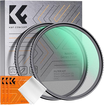 K&F CONCEPT 82mm Black Diffusion 1/4 & 1/8 Filters Kit Mist Cinematic Effect Filters Set with Multi-Layer Coated for Camera Lens - K Series