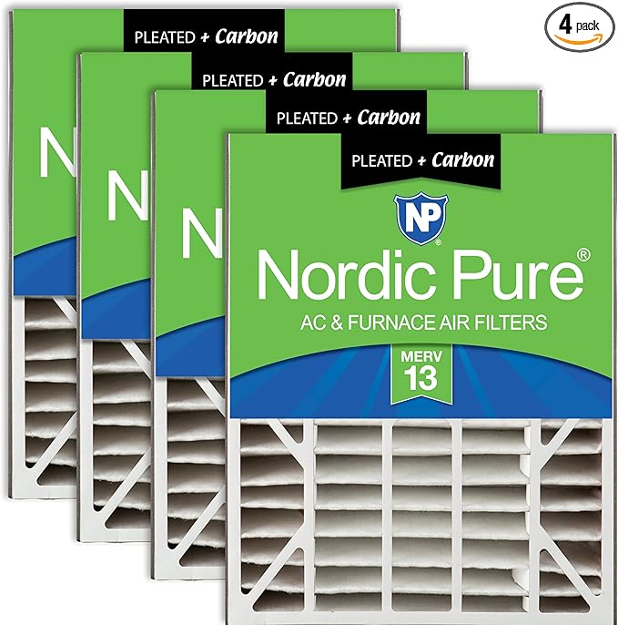 Nordic Pure 20x25x5 (Actual Size: 19 3/4 x 24 3/4 x 4 3/8) Lennox X6673 X6675 Replacement AC Filter MERV 13 + Carbon 4 Pack