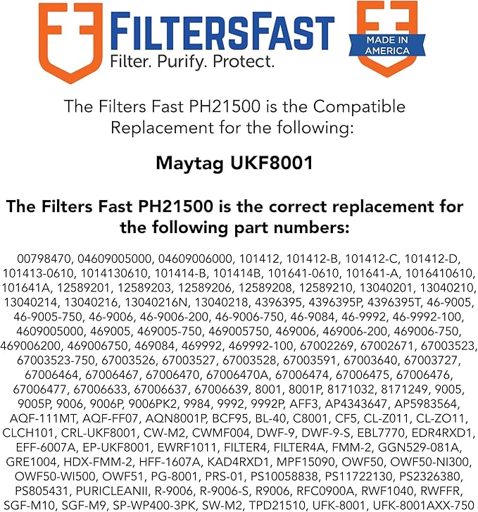 Filters Fast PH21500 Compatible Replacement for Everydrop EDR4RXD1 Filter 4, Carbon Refrigerator Cartridge for Fridge Water Dispenser