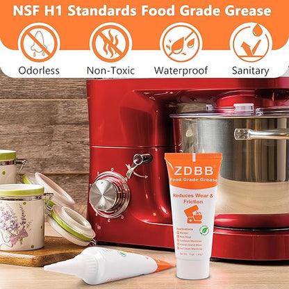 Food Grade Grease for Kitchenaid Stand Mixer Odorless Food Grade Equipment Lubricant with PTFE Espresso Machine Grease Sanitary Lubricant for Beer Kegs, Meat Slicer, Grinders, 1 oz 1-Pack
