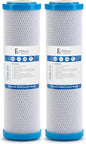 iFilters 0.5-Micron Carbon Block Water Filter – Coconut Shell CTO Drinking Water Filter Cartridge – 10-inch Replacement for Filtration Systems – Reduces Odors, Chlorine Taste – 2.5" x 10" (2 Pack)