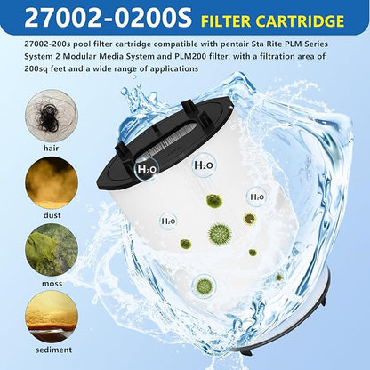 27002-0200S Pool Filter Cartridges Compatible with pentair sta-rite 27002-0200S Pool Filter System 2 Modular Media Pool and PLM200 D.E. Filter,200 sq.ft D.E. Filter with 24800-0121 Air Bleed Assembly