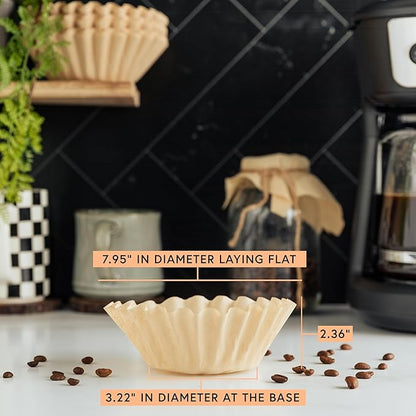 Tupkee Coffee Filters 8-12 Cups - 1200 Count, Basket Style, Natural Brown Unbleached Coffee Filter, Made in the USA