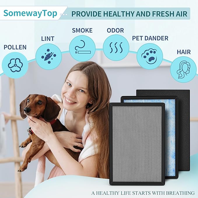 [2 SETS] 8L HEPA Replacement Filter Set Compatible with Okaysou Airmax 8L Air Purifier Filters, 3-Stage Airmax 8L Filter, H13 True HEAP and Blue Ultra-Filter Carbon Pre-filter Air Cleaner for Home