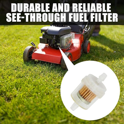 Inline Fuel Filter 1/4" Replace for Motorcycle Mini Bike Dirt Bike Moped ATV Scooter Go Kart Small Engine Lawn Mower Snow Blower Parts Universal 40 Micron Gas Fuel Filter 10 Pack