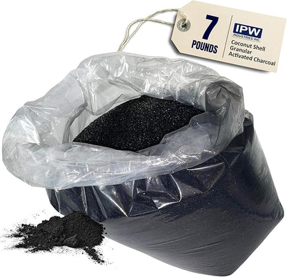 IPW Industries Bulk Activated Carbon - Coconut Shell Granular Activated Charcoal (GAC) for Water Filtration - Replacement Media for Pre and Post Carbon Water Filters (7 lbs)